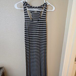 Black and grey striped racerback maxi dress